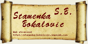 Stamenka Bokalović vizit kartica